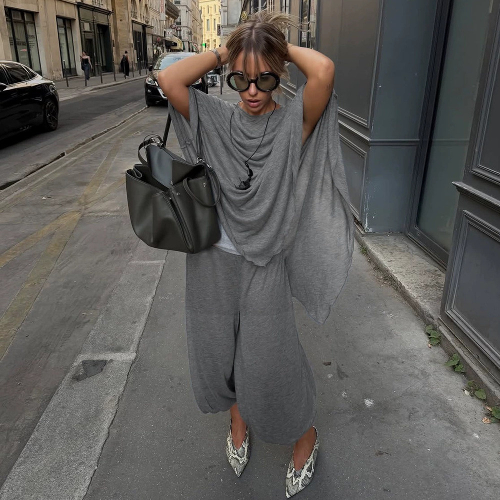 Zara Summer Slim Fit Round Neck Sleeveless Top with Jogger Pants Set